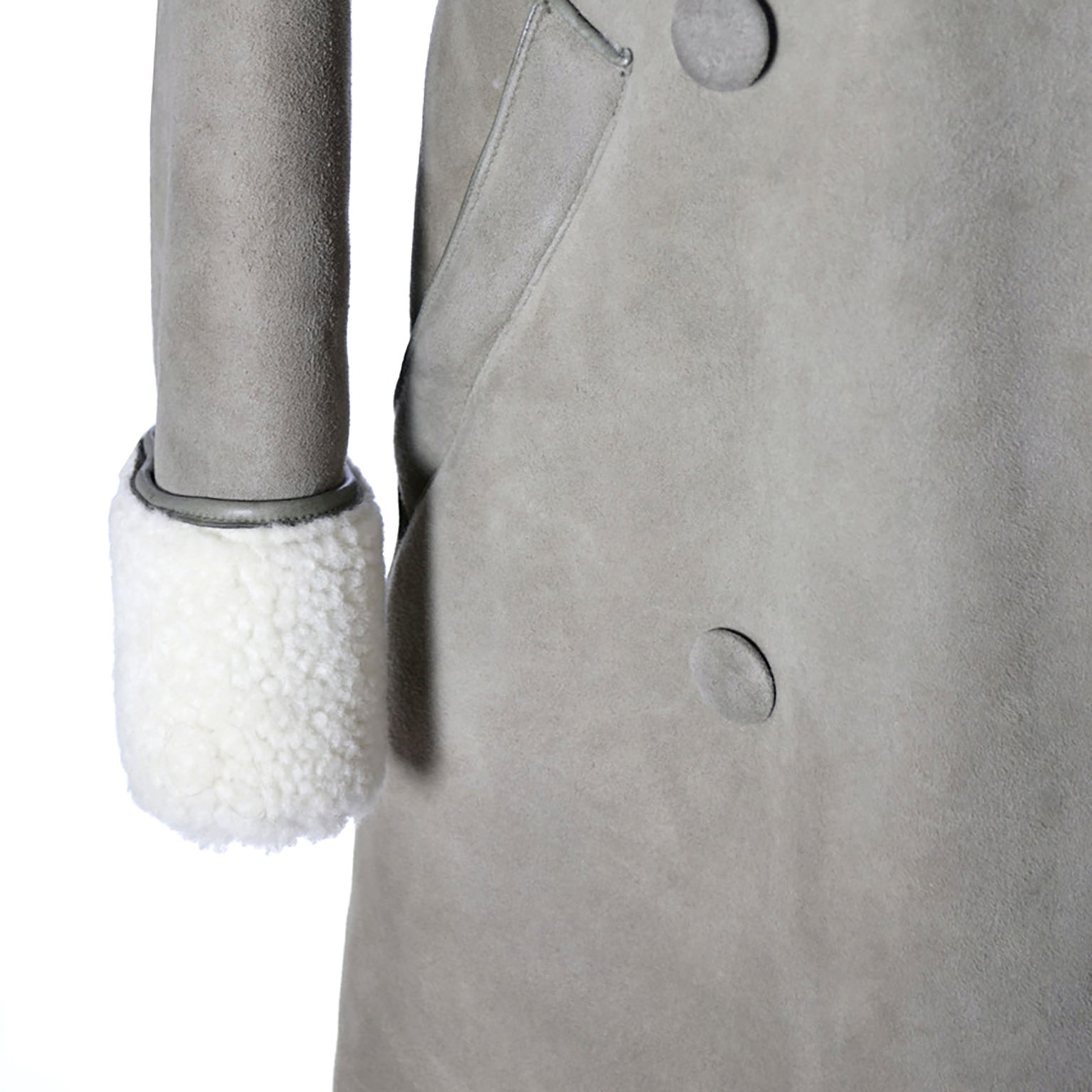 Sheep Skin Vintage Pea Coat 1960s Morlands Glastonbury England Sheepskin Suede At 1stdibs