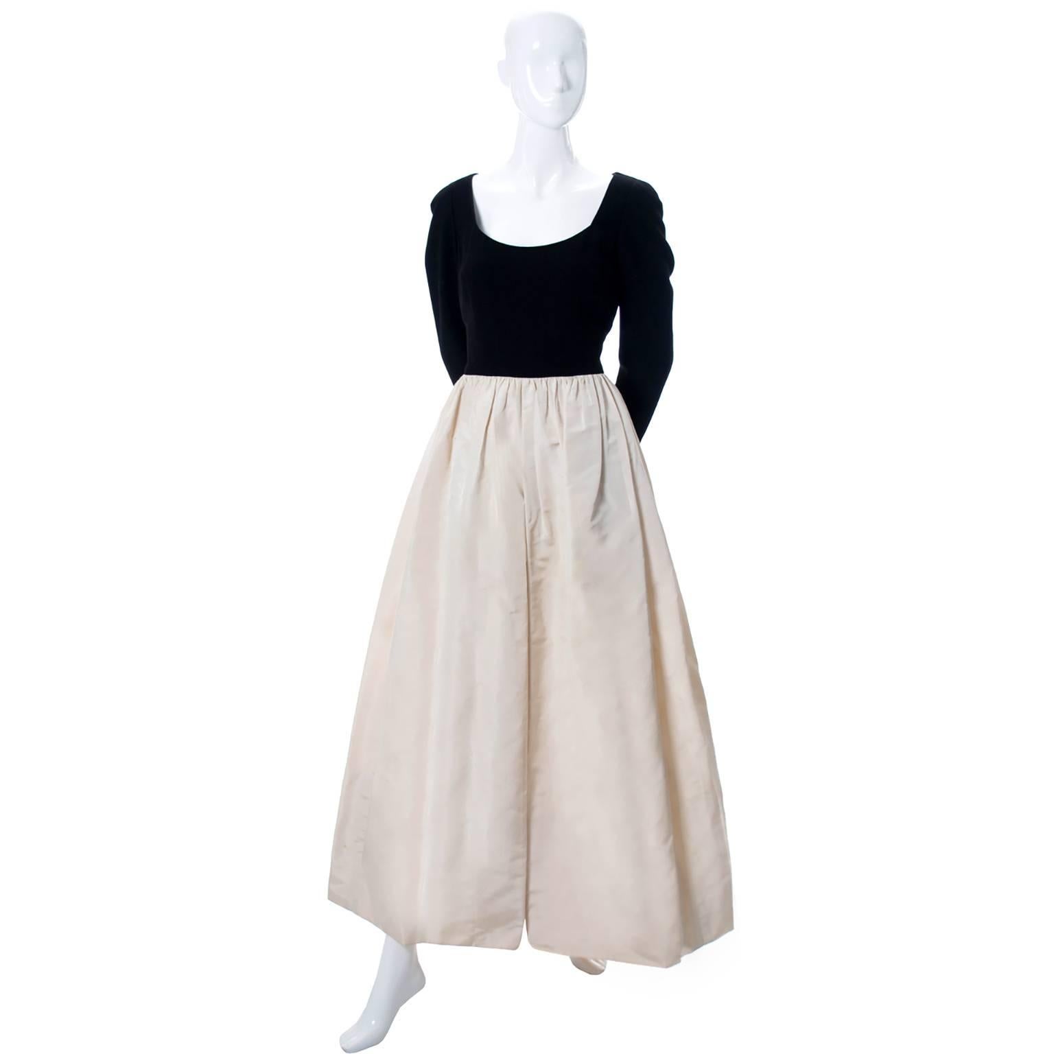Gray 1970s Pauline Trigere Vintage Dress Long Maxi Marshall Field 