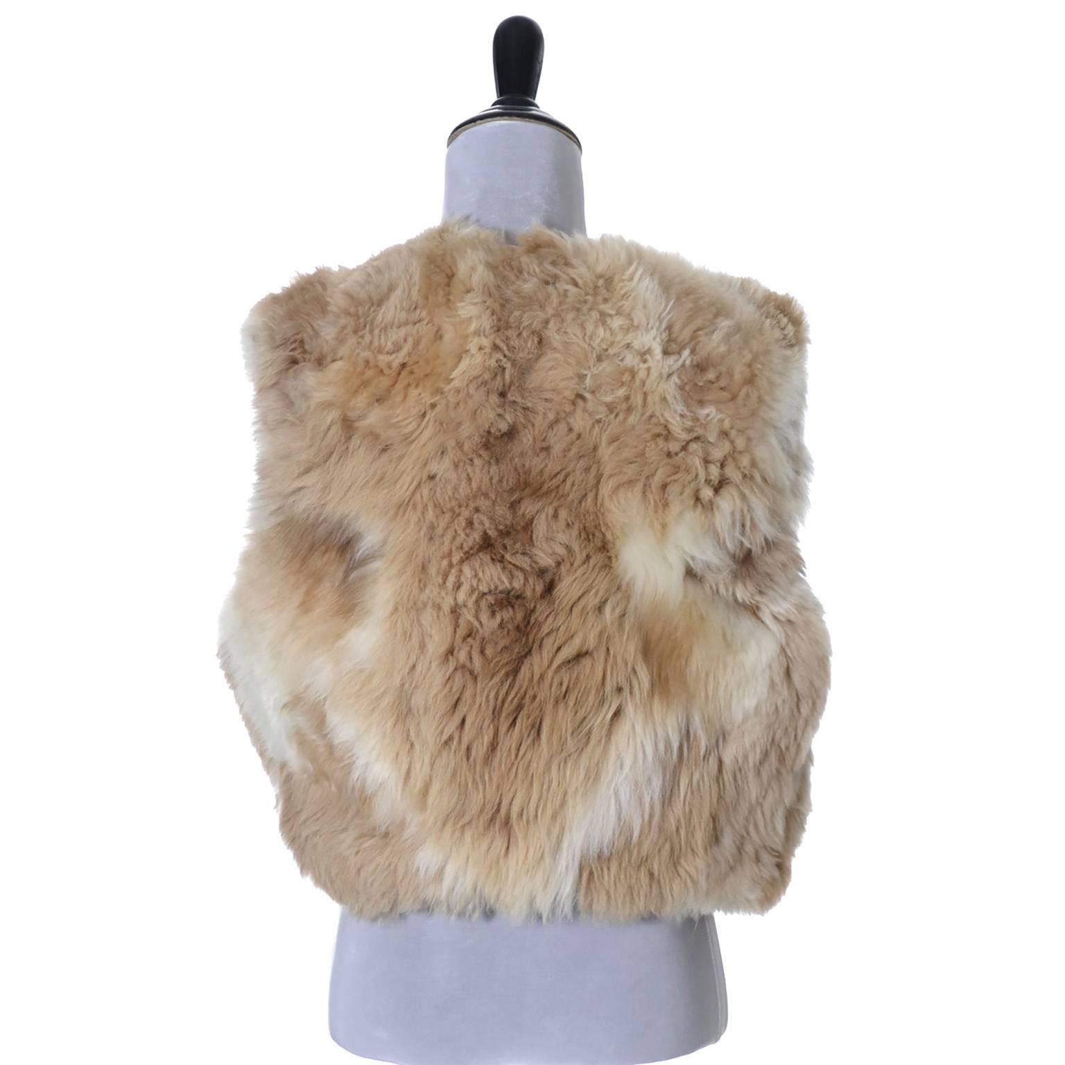 Vintage 1970s Alpaca Fur Vest Highlands Alpaca Furs Lined In Excellent Condition In Portland, OR