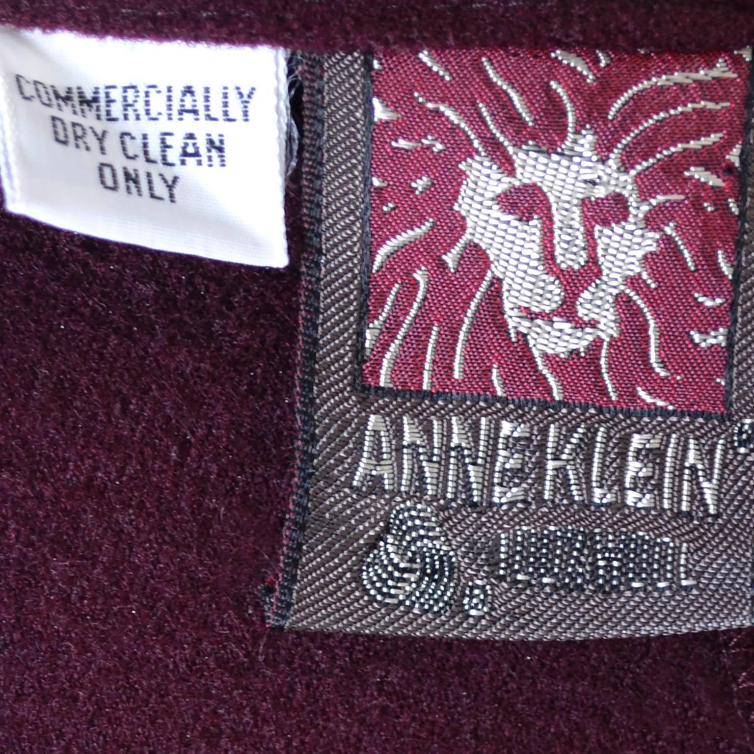1970s Anne Klein Vintage Oxblood Wool Jacket Top Shoulder Scarf 1