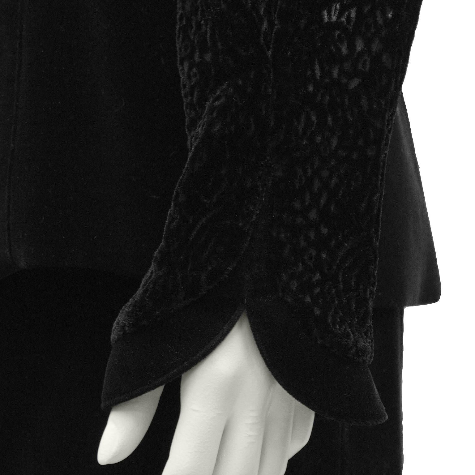 1980's Thierry Mugler Black Velvet Skirt Suit  1