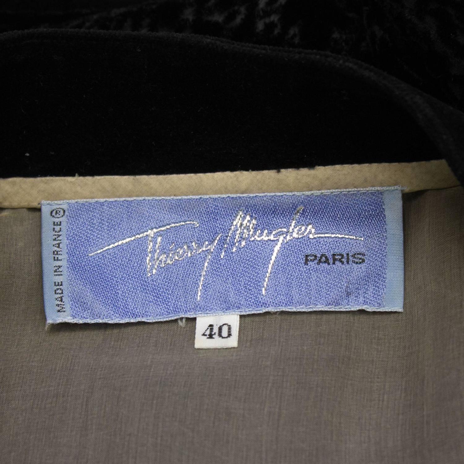 1980's Thierry Mugler Black Velvet Skirt Suit For Sale at 1stdibs