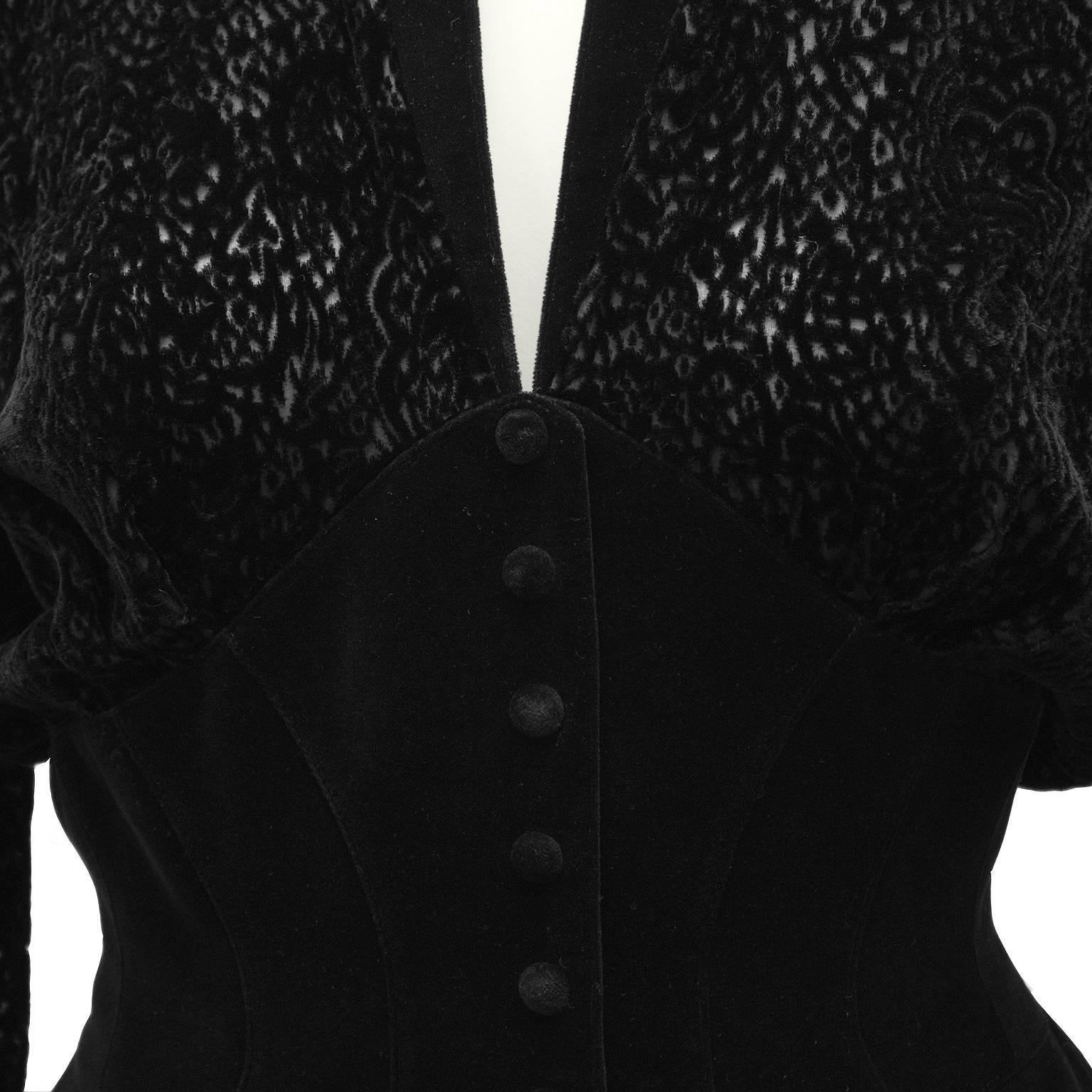 1980's Thierry Mugler Black Velvet Skirt Suit  2