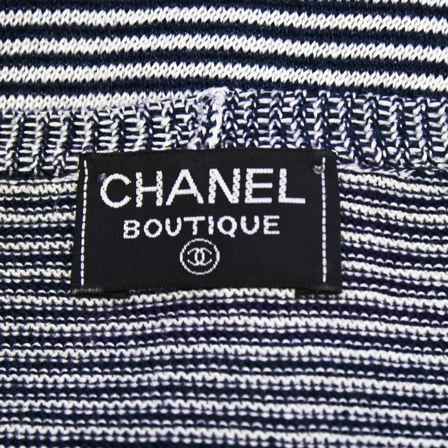 1990's Chanel Navy and White Striped Twin Set  2