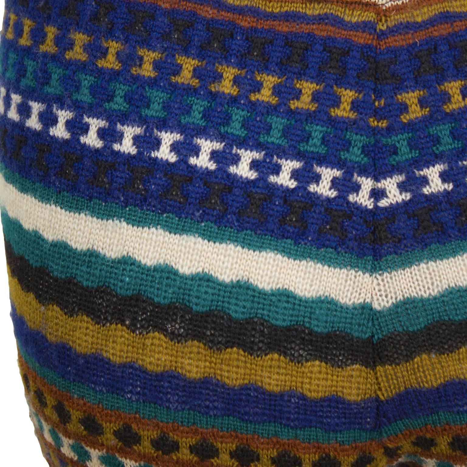 1980er Missoni-Blau  Gestreiftes Legging aus Strick in Olivfarben im Zustand „Hervorragend“ im Angebot in Toronto, Ontario