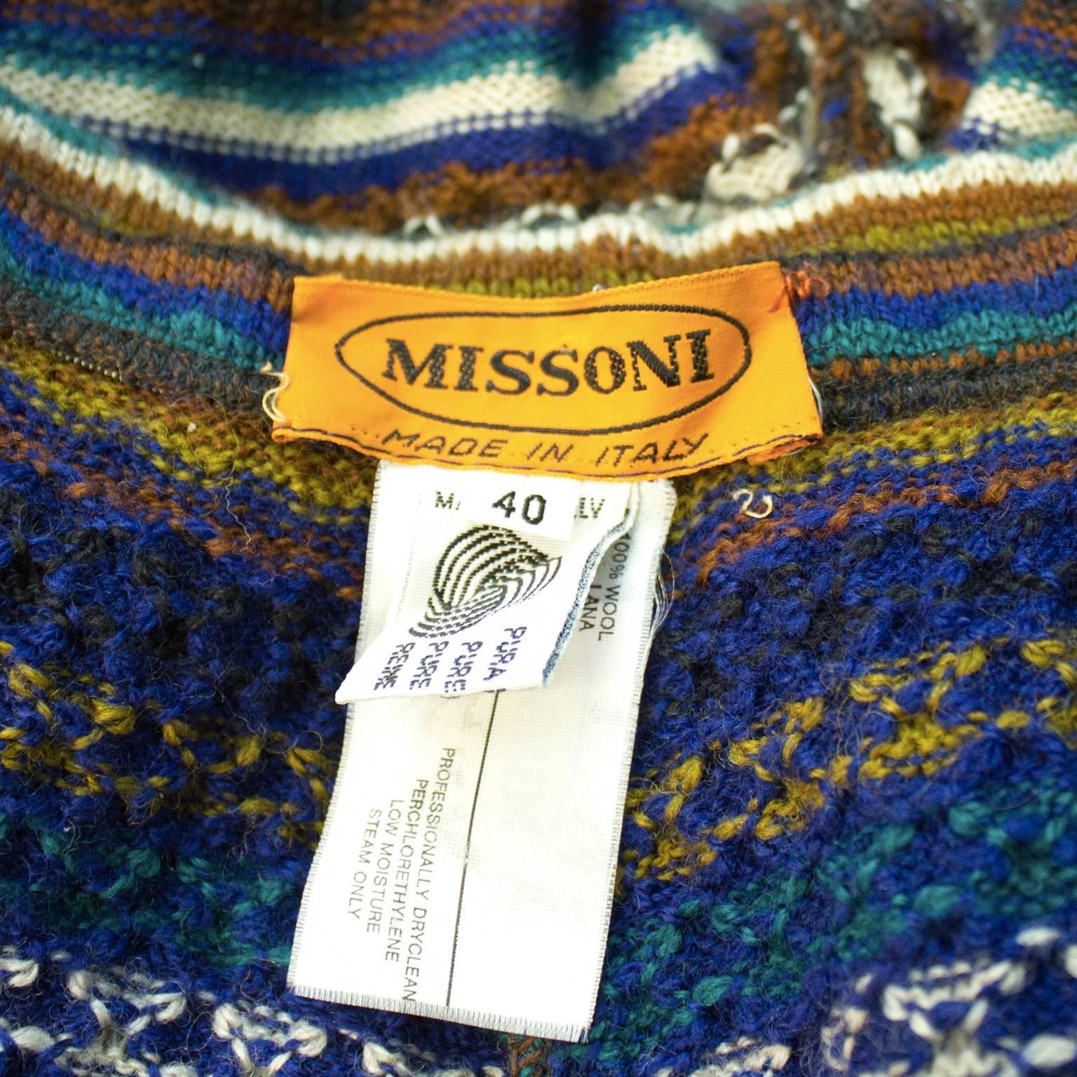 1980er Missoni-Blau  Gestreiftes Legging aus Strick in Olivfarben für Damen oder Herren im Angebot