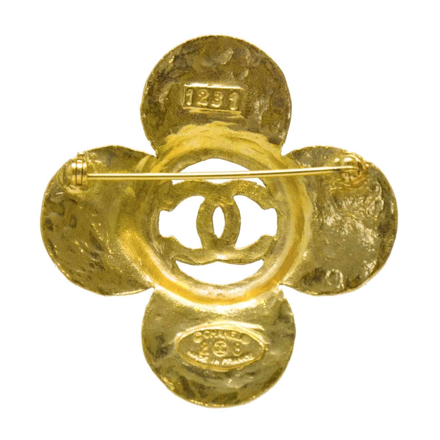 1990s Chanel Cross Shape Pin with Hollowed Center  In Excellent Condition In Toronto, Ontario