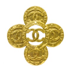 1990s Chanel Cross Shape Pin with Hollowed Center 