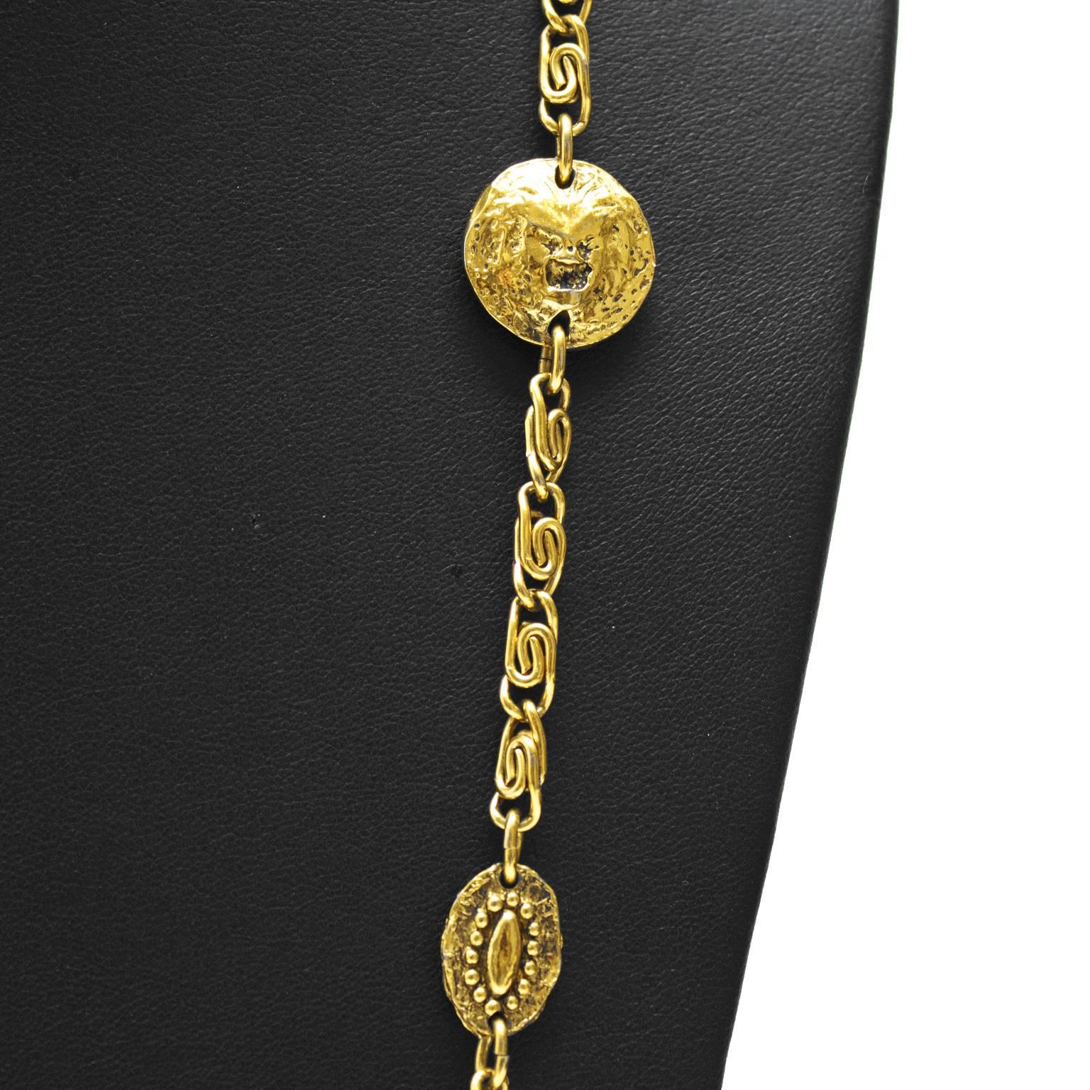 1980s Chanel Coin Necklace with Face Motif In Excellent Condition In Toronto, Ontario