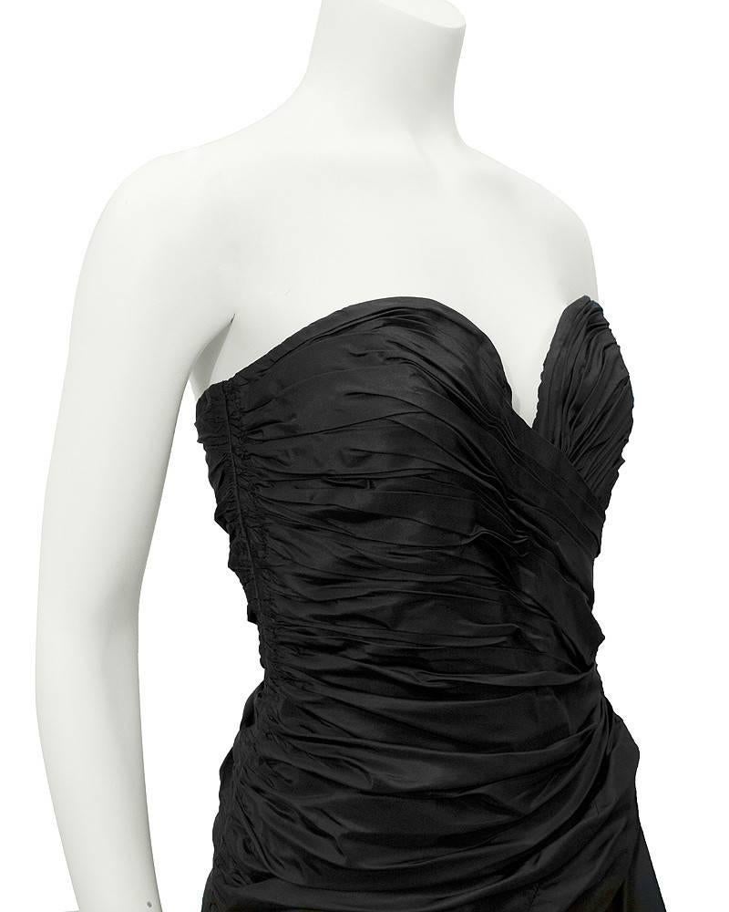Gray 1980's Vicky Tiel Black strapless gown