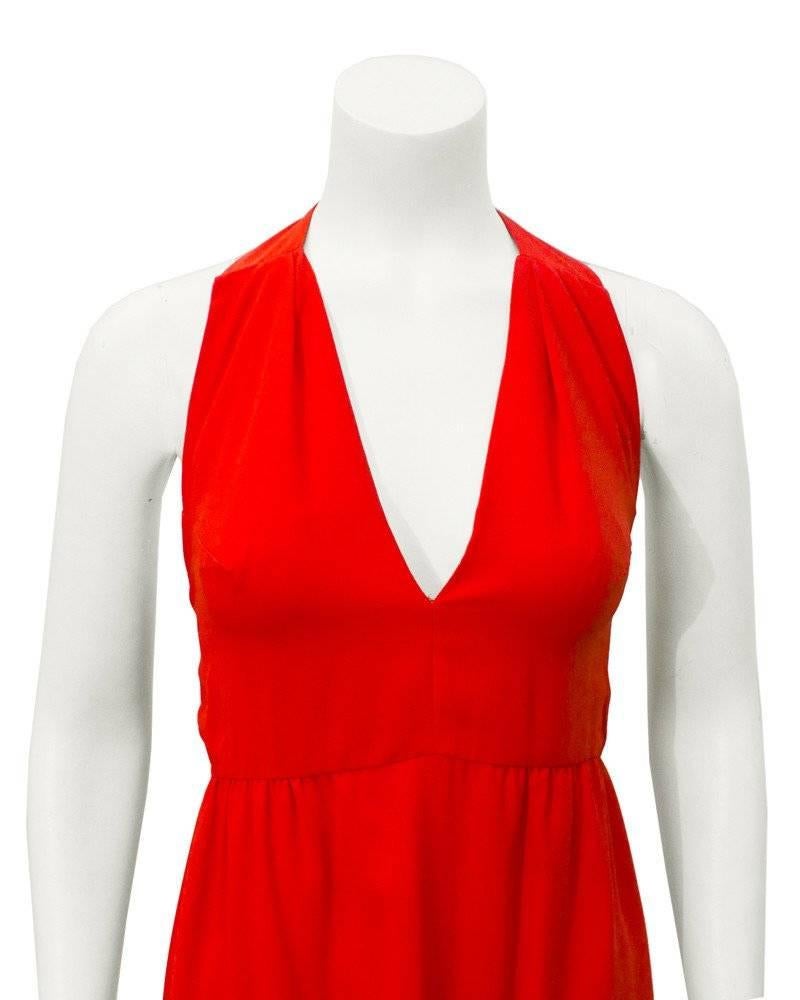 red knee length halter dress