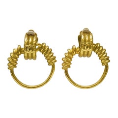 Vintage Spring 1994 Chanel Gold Clip Hoop Earrings