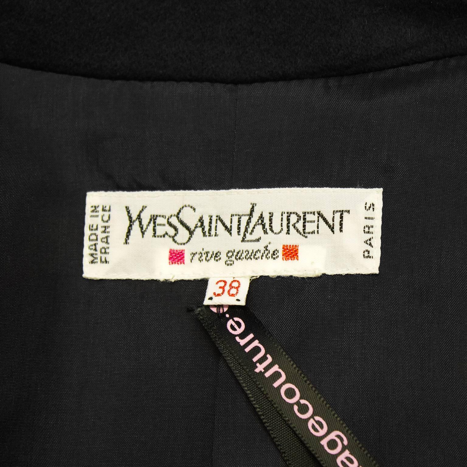 1980's Yves Saint Laurent YSL Black Cashmere Double Breasted Blazer For ...