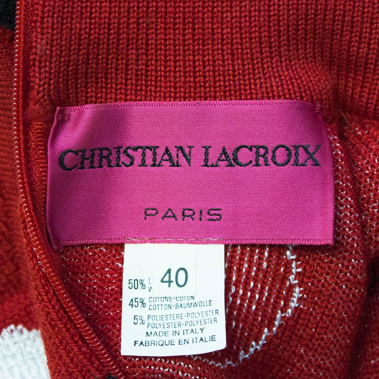 Circa 2000 Christian Lacroix Graphic Knit Red and Black Sweater 2