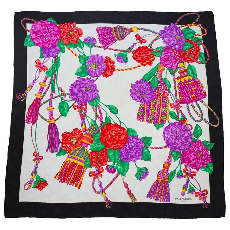 1980's Balenciaga Silk Jacquard Scarf For Sale at 1stDibs | balenciaga silk  scarf, balenciaga scarf silk