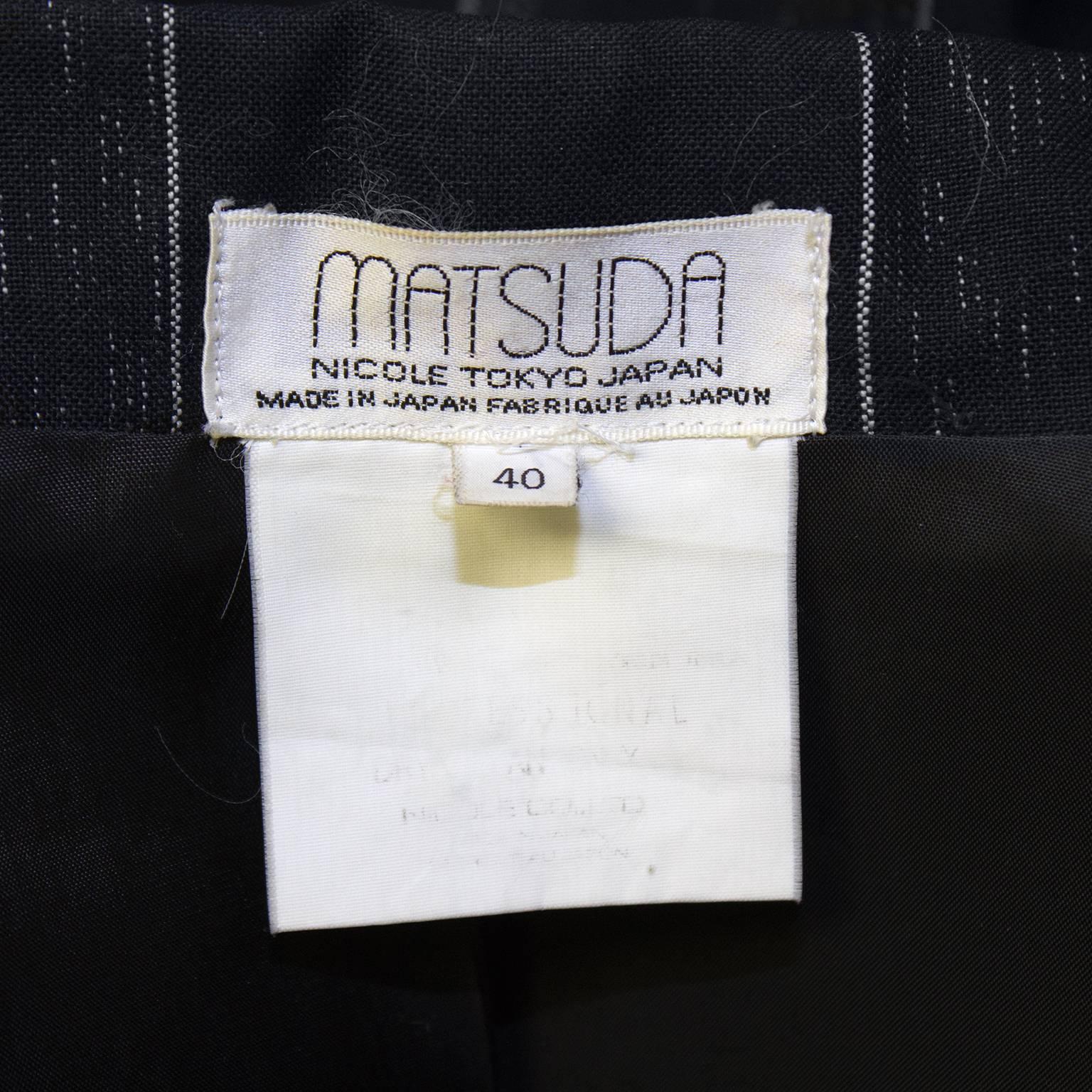 Black 1990's Matsuda Ladies Grey Pin Stripe Blazer For Sale