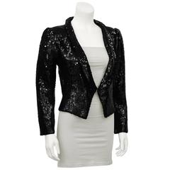 1980's Ungaro Black Sequin Cropped Jacket 5