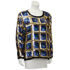 1970's Gold Sequin Pull-Over Top