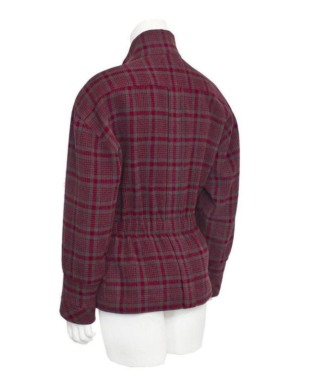 1980's Chloe Red and Grey Checked Peplum Jacket For Sale at 1stdibs