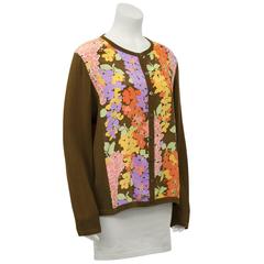 1980's Bob Mackie Cotton and Silk Floral Cardigan
