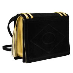 1980er Jahre Paloma Picasso Schwarz & Gold Faux Library Book Handtasche