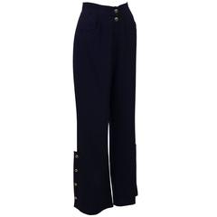 1998P Chanel Navy Blue Trousers with Gold Buttons