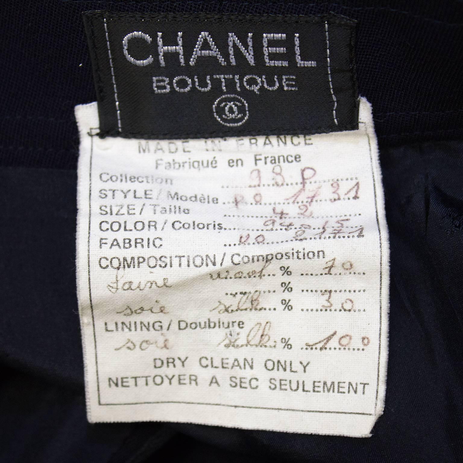 Women's or Men's 1998P Chanel Navy Blue Trousers with Gold Buttons 