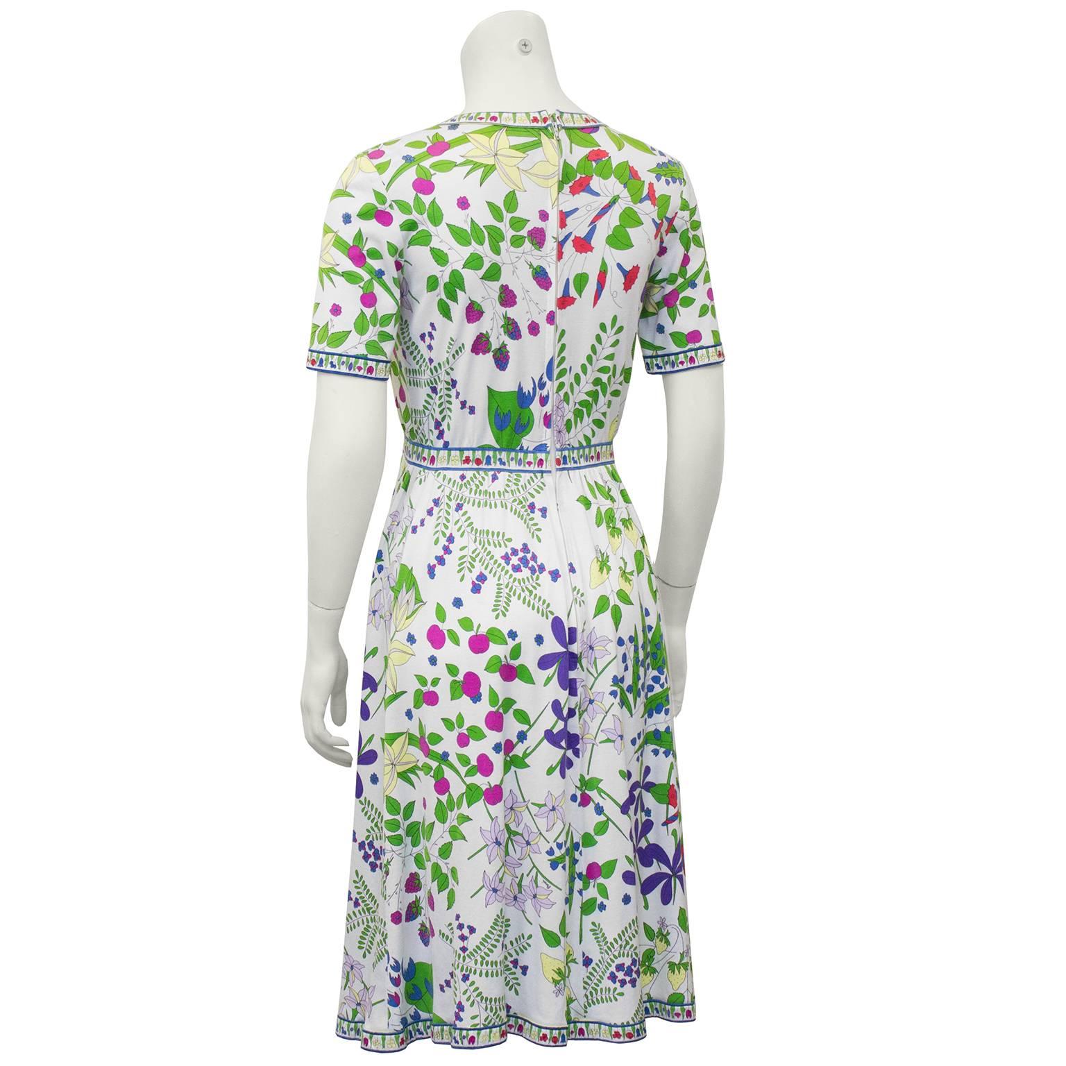 Gray 1970's Floral Bessi Day Dress