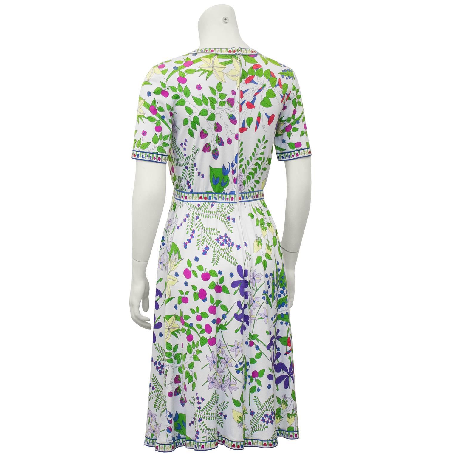 Gray 1970's Floral Bessi Day Dress For Sale