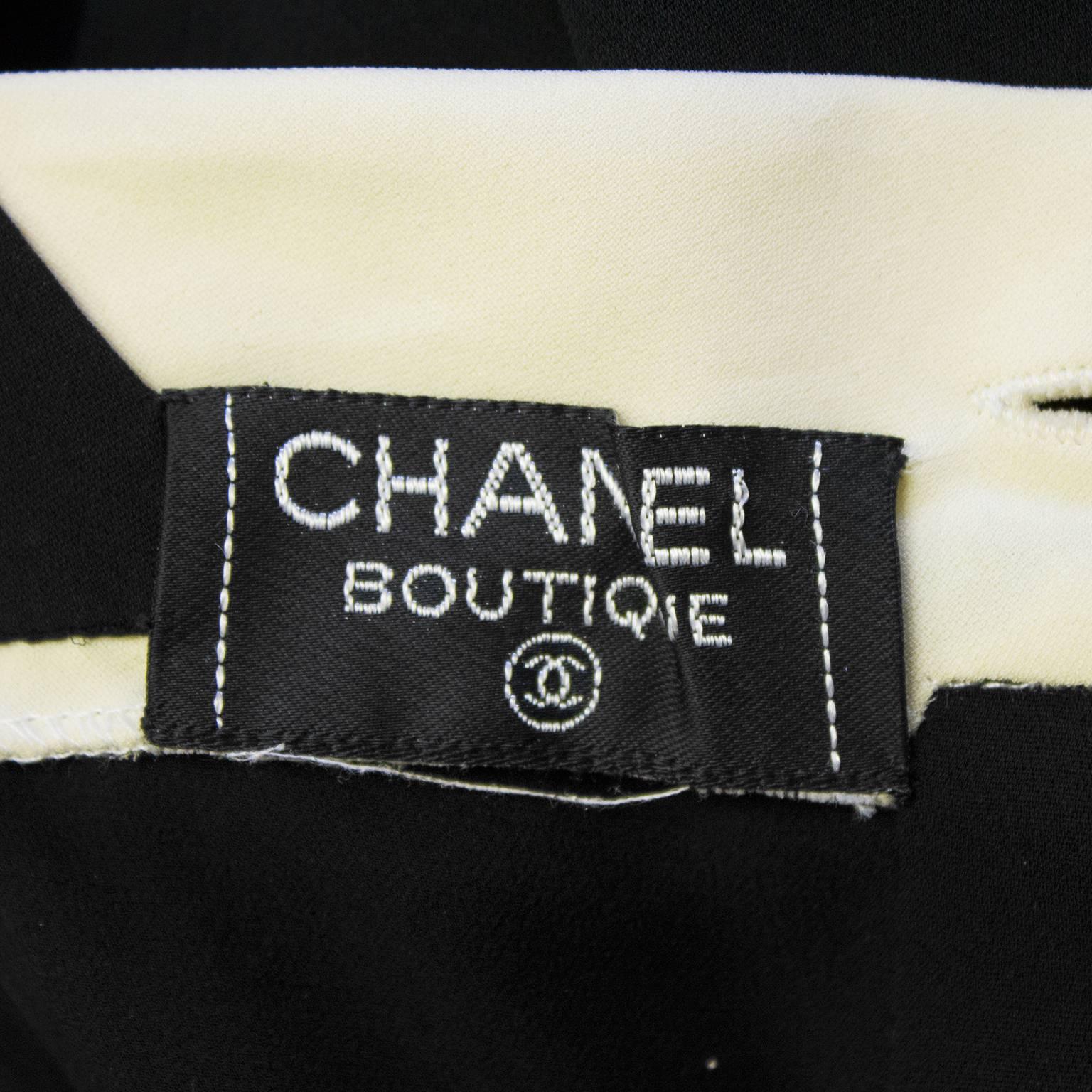 1980's Chanel Black and Cream Cocktail Dress 3