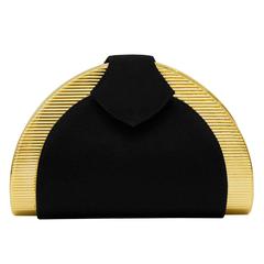 Vintage 1980s Rodo Black and Gold Evening Clutch