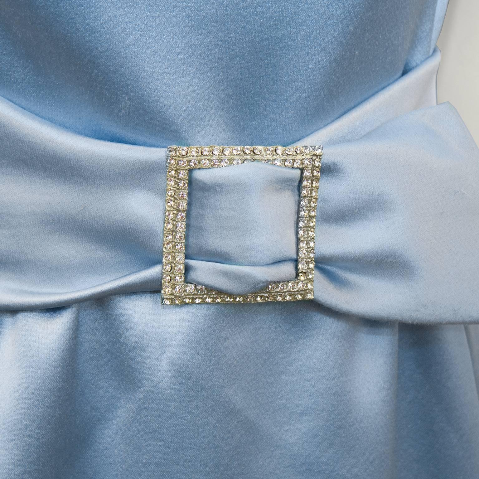 Women's 1960's Suzy Perette Baby Blue Satin Cocktail Dress 