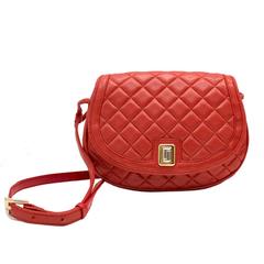 Vintage 1980s Judith Leiber Red Quilted Lambskin Bag 