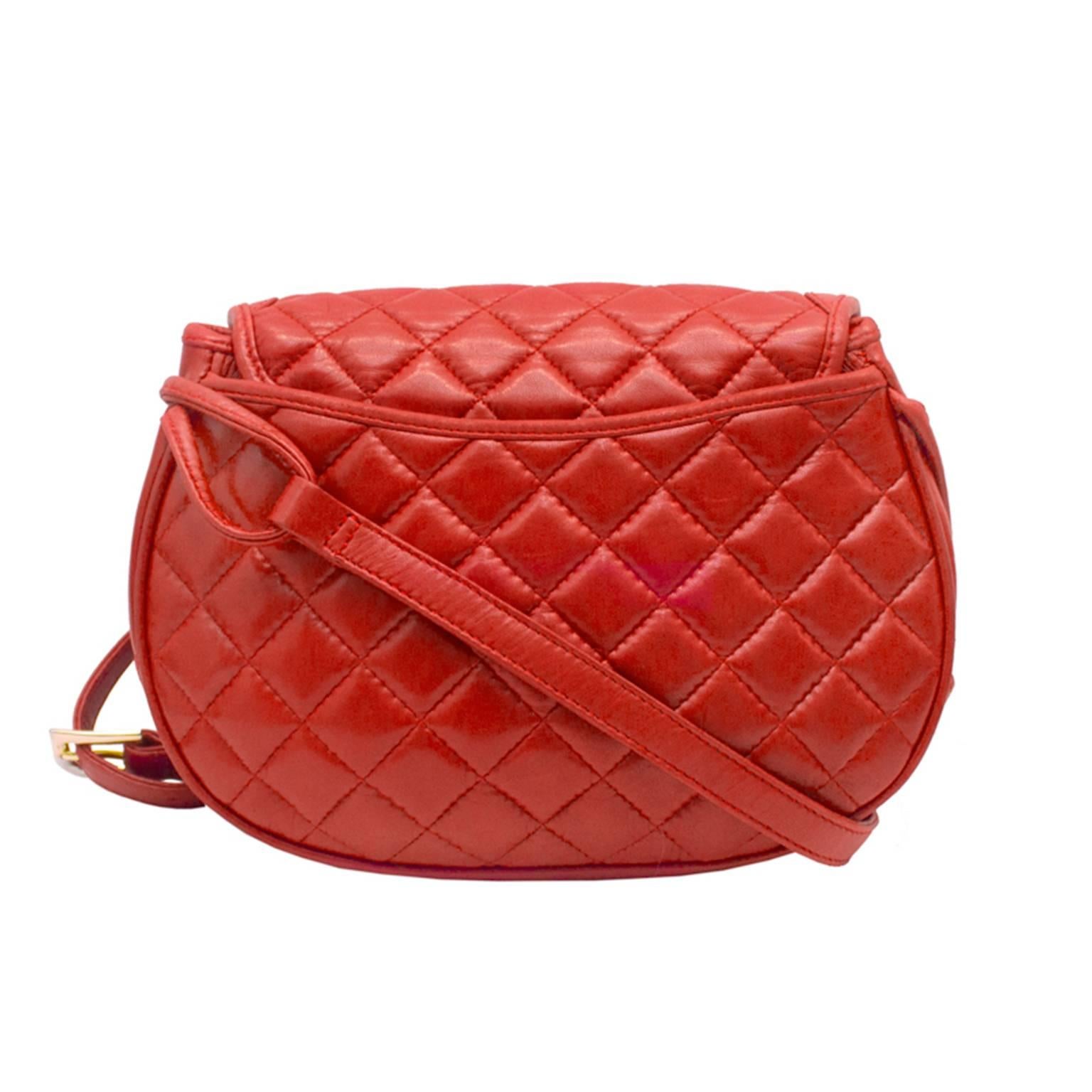 1980s Judith Leiber Red Quilted Lambskin Bag  In Excellent Condition In Toronto, Ontario