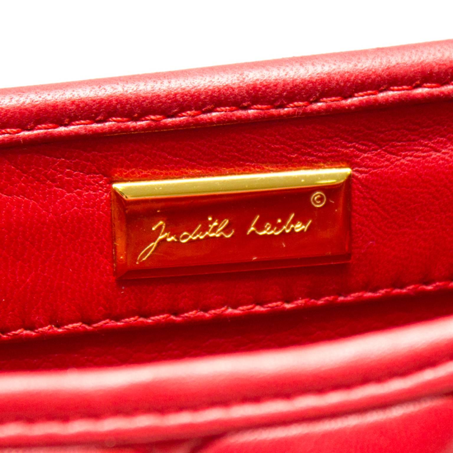 1980s Judith Leiber Red Quilted Lambskin Bag  2