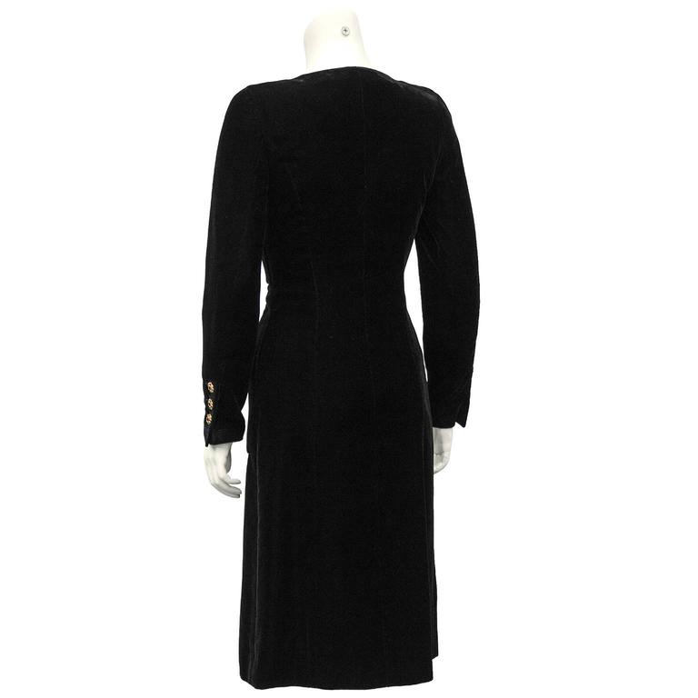 Autumn 1996 Black Velvet Chanel Dress with Poured Glass Buttons at 1stDibs