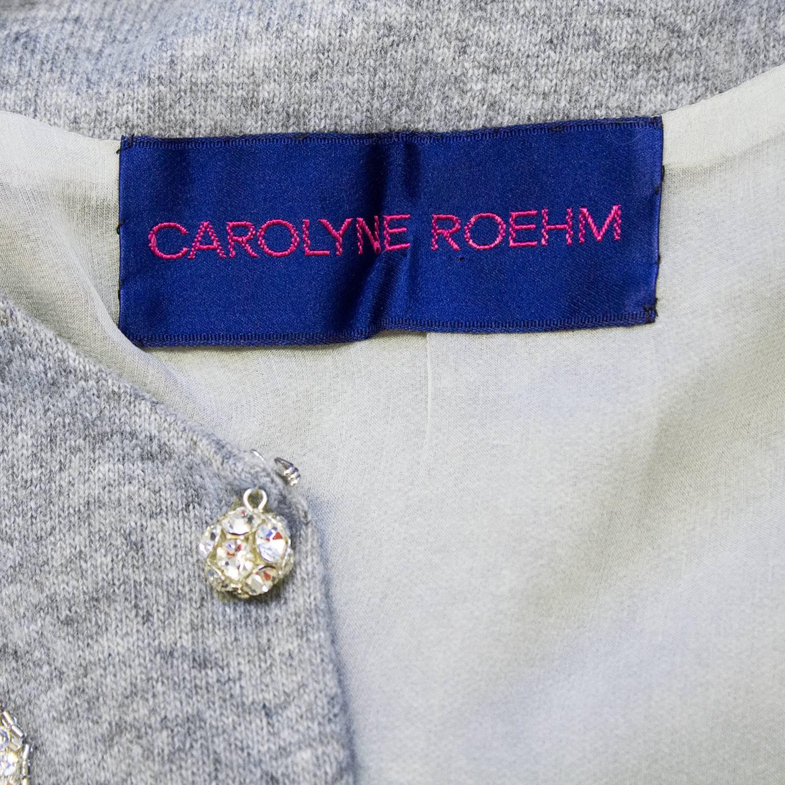 1980's Carolyne Roehm Grey Cashmere Embellished Ensemble  1