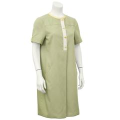 1980's Geoffrey Beene Sage Green Day Dress