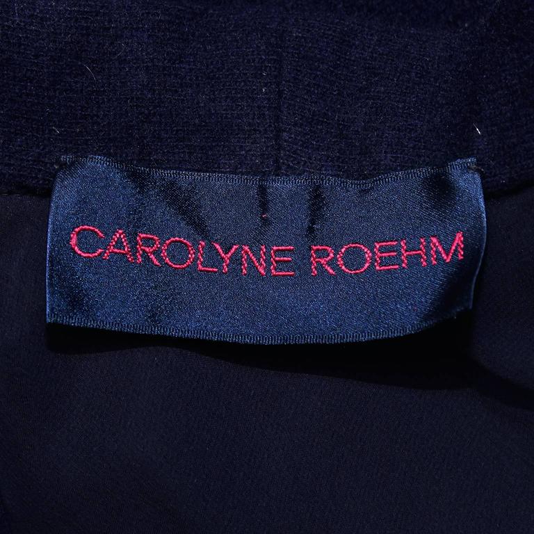 1980's Carolyne Roehm Navy Blue Wool Dress with Belt For Sale at ...