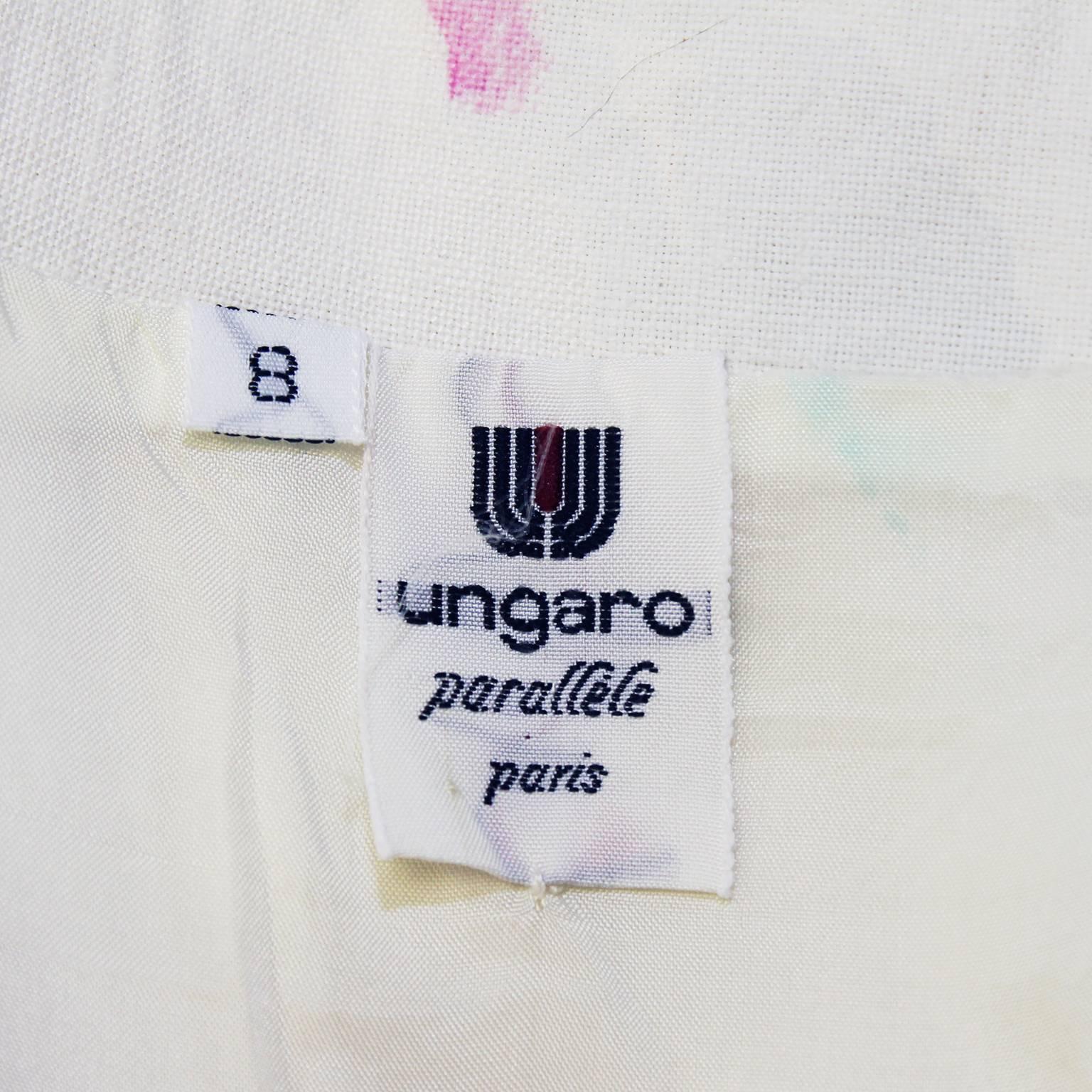 Women's 1980's Ungaro White Floral Halter Dress