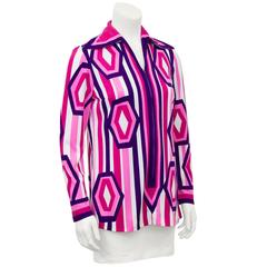 1960's Vera Super Mod Pink, Purple and White Graphic Tunic