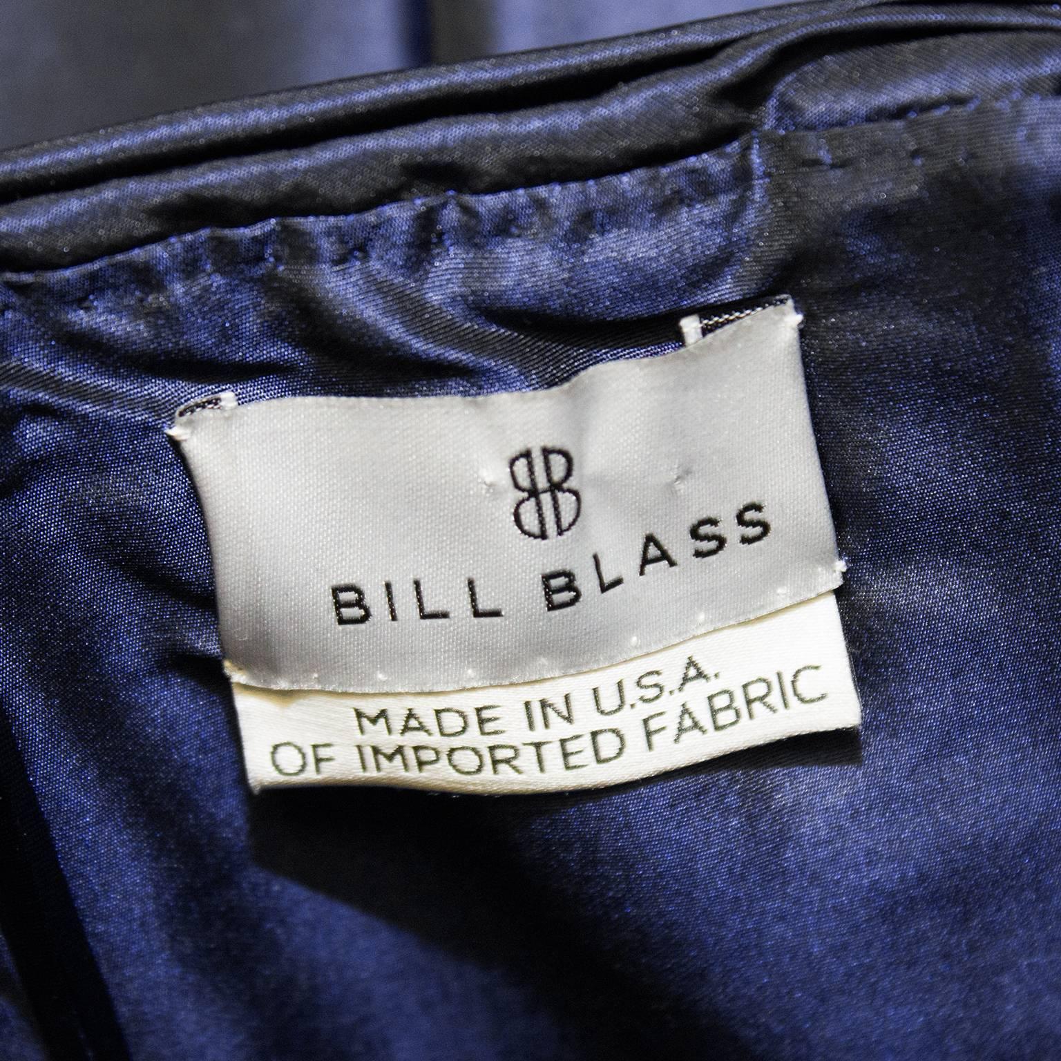 Women's 1990's Bill Blass Navy Blue Taffeta Cocktail Dress For Sale