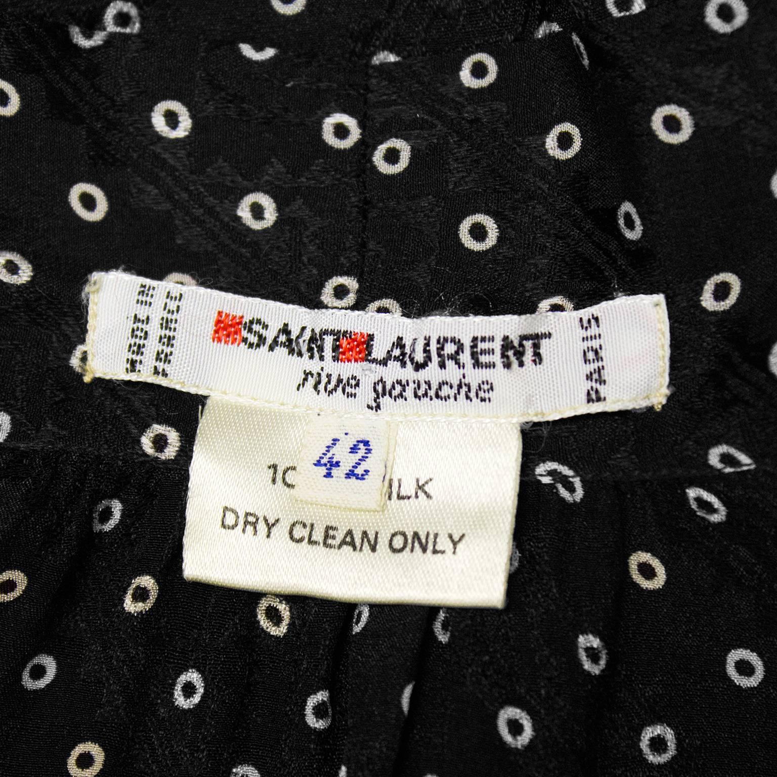 1980s Yves Saint Laurent/YSL Black and White Polka Dot Silk Shirt 1