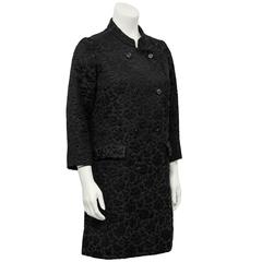 1970s Tiktiner Black Brocade Coat
