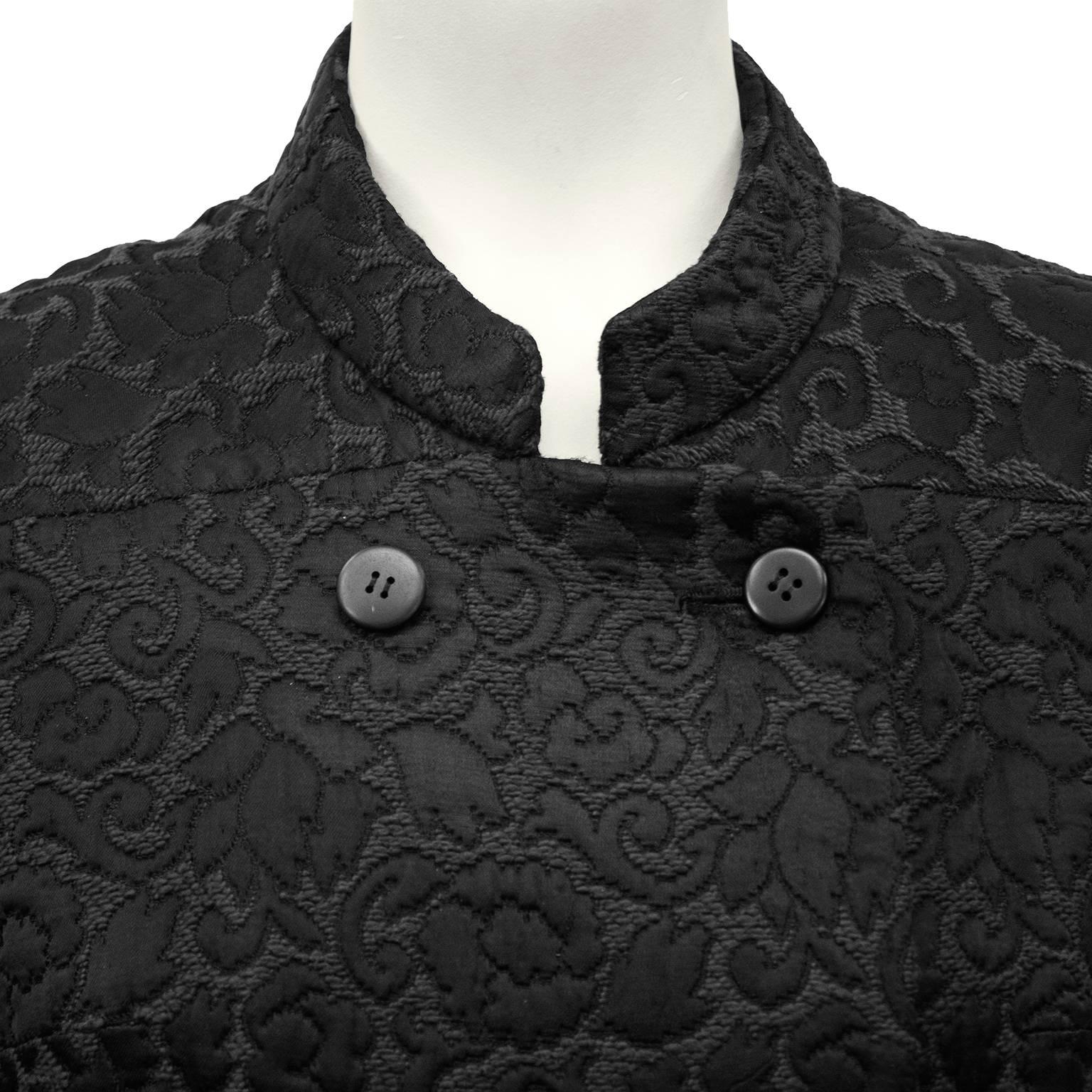 Women's 1970s Tiktiner Black Brocade Coat  For Sale