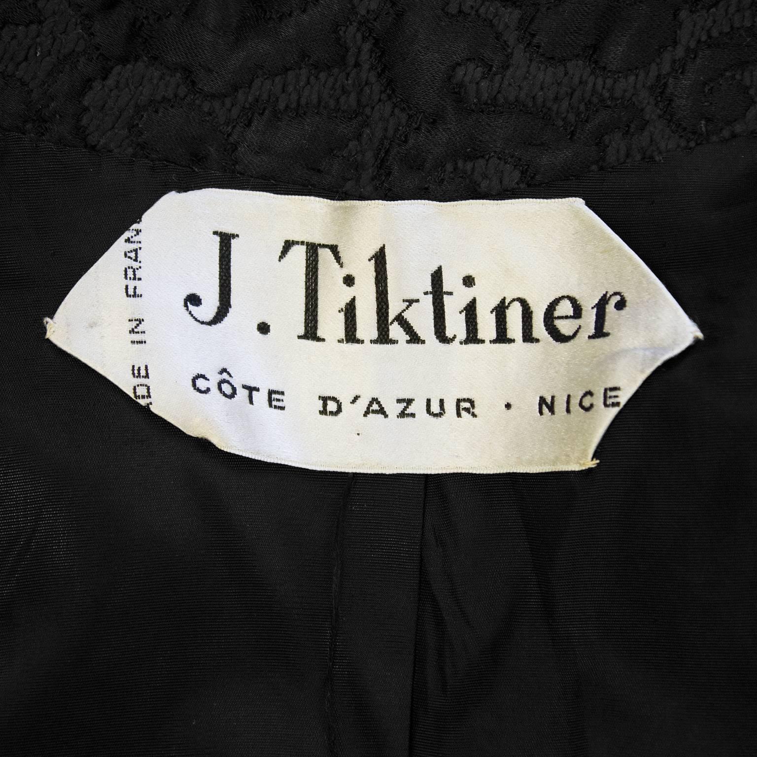 1970s Tiktiner Black Brocade Coat  For Sale 2
