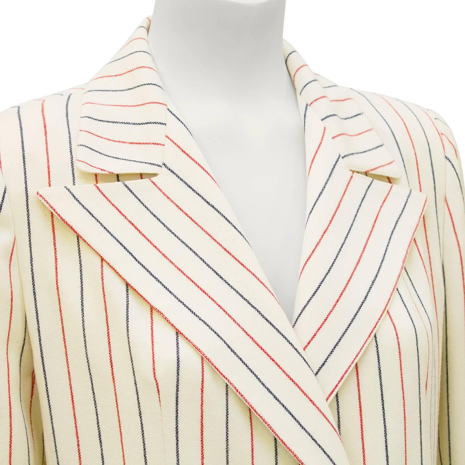 Women's 1980's Scherrer Pin Stripe Wool Suit  For Sale