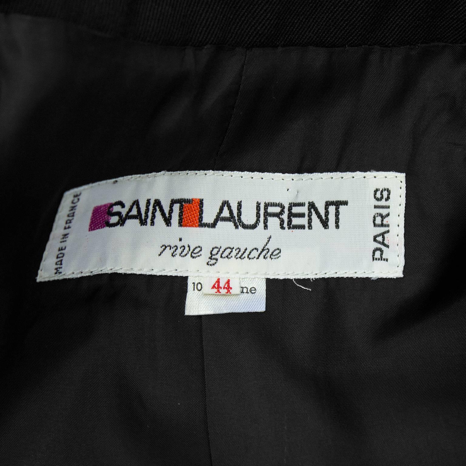 1970's Yves Saint Lauren/YSL Black Gaberdine Blazer  1
