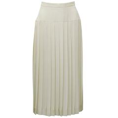 1980's Chanel Cream Silk Pleated Skirt