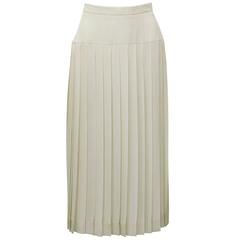 1980's Chanel Cream Silk Pleated Skirt 